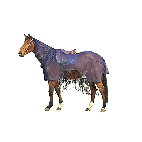 Euroriding AusreitFliegendecke mit Fransen - Reiten: Schützt vor Insekten mit langen Fransen und festem Halsteil, ideal für komfortable Ausritte.