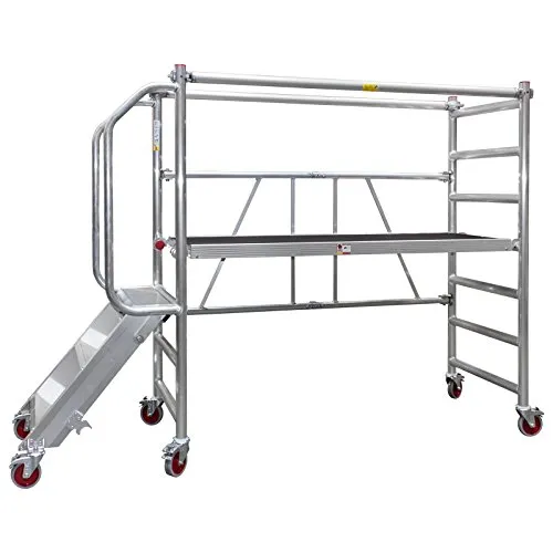 Jumbo® Aluminium Falt-Gerüst Klapp-Gerüst fahrbar Arbeits-Bühne faltbar klappbar Plattform-Höhe 0,5-1,0m mit Treppe