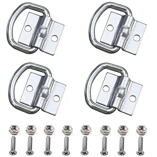 WeqeYent 4-teiliges Zurring-Set mit Halterung, Schrauben, strapazierfähigen Ringen für Boote, Anhänger, Fracht, Lastwagen