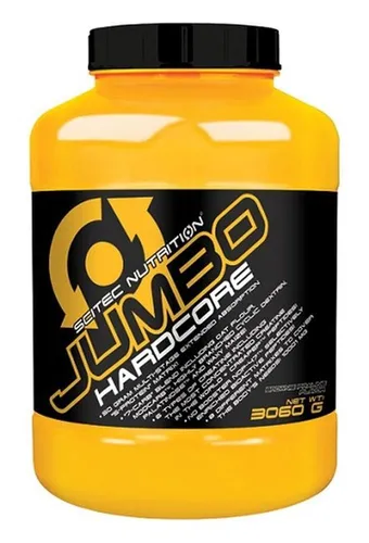 Scitec Nutrition Jumbo Hardcore 3060 g Krokant-weiße Schokolade - Sportnahrung für effektiven Muskelaufbau, enthält 63 g hochwertiges Eiweiß und 3 g Kreatin pro Portion zur Steigerung der Leistungsfähigkeit und Muskelmasse.