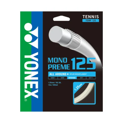 Yonex Tennissaite Monopreme (Haltbarkeit+Kontrolle) weiss 12m Set, Saitendicke: 1.30