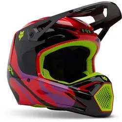 FOX V1 Emotion Motocross Helm, schwarz-rot-gelb, Größe XL für Männer