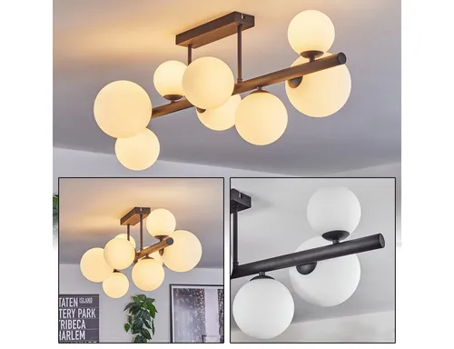 Hofstein Deckenleuchte im Retro-Design - Moderne Deckenlampe aus Metall und Glas, ideal für Esszimmer oder Wohnzimmer, mit 8 G9-Fassungen für individuelle Beleuchtung.