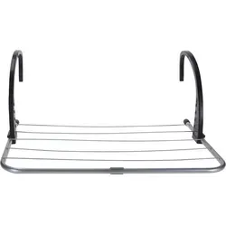 Koopman Wand-Wäscheleine Silber / Schwarz, Balkonleine, Camping, 3m Leinenlänge, Wäschetrockner, Trockner weiß