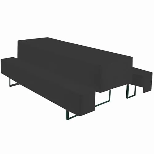 NYVI Biertischhussen Set NYVIGala Schwarz - 3-teiliges Hussen-Set für Bierzeltgarnitur - Tischhusse für 50x220 cm Biertische & 2 Bierbankhussen für 220x25 cm Sitzbänke - Waschbar, Oeko-TEX 100