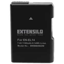 EXTENSILO Akku für Nikon D3100, D3200, D3300 - 1100mAh, 7,4V, Li-Ion mit Infochip - Hochwertiger Wechsel-Akku mit 1100 mAh für Ihre Nikon DSLR. Mit integriertem Chip zur genauen Akkustatusanzeige. Kompatibel mit gängigen Ladegeräten und ideal für längere Fotosessions.