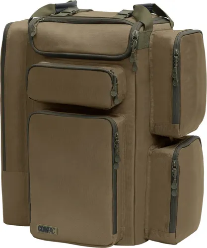 Korda Compac Rucksack 60 - Karpfen Gepäck - Karpfen Gepäck mit großem Hauptfach (52x46x32cm), ideal für Angelzubehör, robustes 100% Polyester und stylisches Braun.