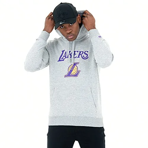 New Era - NBA Los Angeles Lakers Team Logo Hoodie - Grau 4XL - Herren-Sweatshirt mit offizieller Los Angeles Lakers Logo, extrem gemütlich und flauschig, ideal für Basketball-Fans.