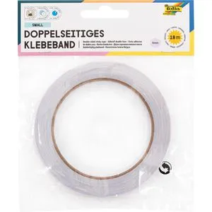 Folia 55022 Doppelseitiges Klebeband - 5mm x 18m, klar und transparent, ideal für Bastelprojekte und Reparaturen