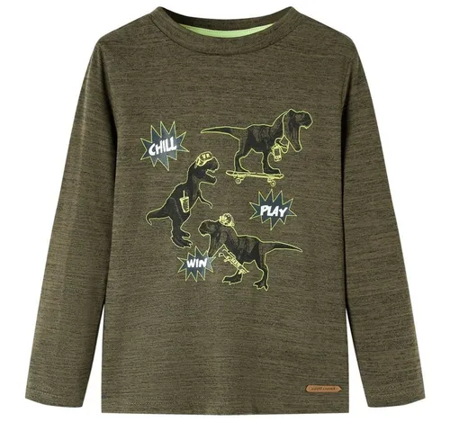 vidaXL Langarmshirt Kinder-Langarmshirt Dunkles Khaki Melange 104