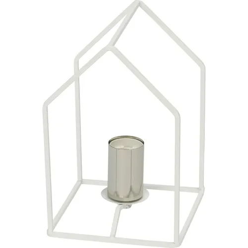 Brilliant Tischleuchte Home Weiß Silber max. 60W E27 ohne Leuchtmittel mit Schalter