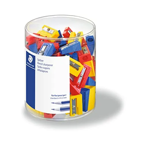 Staedtler Pencil Sharpener - Praktischer Spitzer für präzise Ergebnisse - Utensilien zum Schreiben und Zeichnen, ideal für Schule und Büro, in praktischer Packung mit 100 Stück.