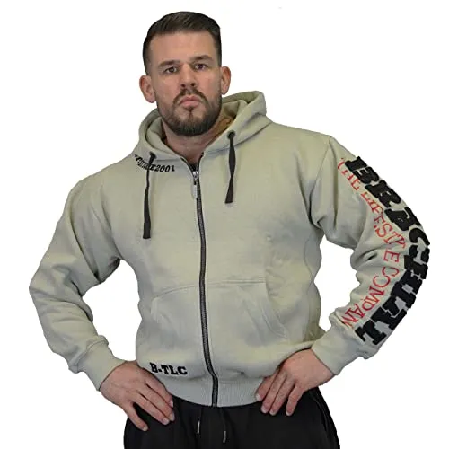 Brachial Premium Herren Kapuzenjacke Gym Hellgrau XL - Hoodie Sweatjacke Sweatshirt Jacke mit Kapuze für Bodybuilder Sportler
