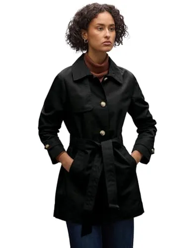 Trenchcoat STREET ONE Damen Gr. 42 schwarz - Eleganter Trenchcoat für Damen mit Bindegürtel, der für einen femininen Look sorgt. Hergestellt aus einem bequemen Baumwollmix, ideal für den Alltag oder besondere Anlässe.