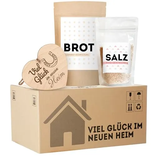 Originelles Geschenk Brot und Salz im Umzugskarton