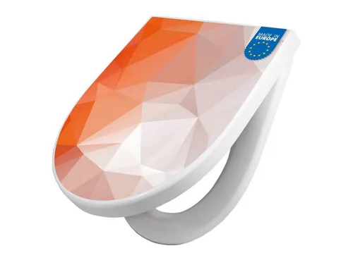 banjado WC-Sitz Motiv Orange Polygon - Toilettendeckel mit Softclose Absenkautomatik und TakeOff Technologie für einfache Reinigung und komfortables Schließen.
