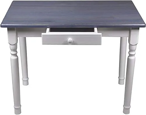 Magnetic Mobel Esstisch mit Schublade Küchentisch Tisch Massiv Kiefer Speisetisch massiv (70x70 cm, Grau)