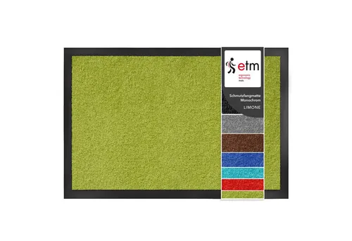 Floordirekt Fußmatte Monochrom, Rutschfeste Schmutzfangmatte Indoor, 30°C Maschinenwaschbar, Rechteckig, Höhe: 7 mm, Geeignet für Trockner & Fußbodenheizungen, UV-Beständig, Antistatisch