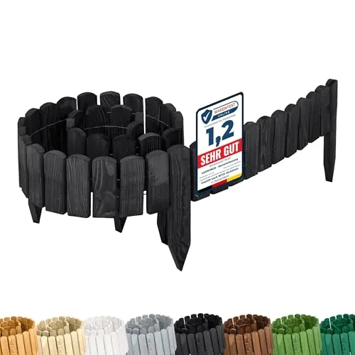 Garronda Rasenkante Holz Beeteinfassung 200 cm x 10 cm – Flexibler Rollborder Zaun für Garten - Imprägniert und wetterbeständig, bietet dieser flexible Holzzaun kreative Gestaltungsmöglichkeiten für Beete und Grundstücke. Einfache Installation und individuelle Anpassung für jeden Gartenstil.