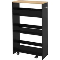 Costway 4 Etagen Küchenwagen Badregal Schwarz 47.5 x 20 x 80.5 cm