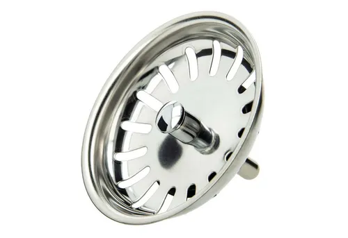 tecuro Siphon Siebkörbchen Siebkorb Ø 81 mm mit Metall-Führungsstange 8 mm und Kugel