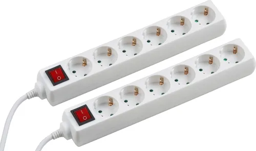Meister Steckdosenleiste 6-fach 2 Stück1,4 m Kabel weiß IP20 Innenbereich