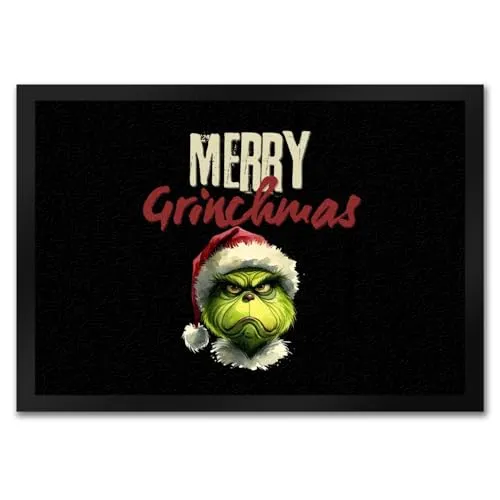 speecheese Merry Grinchmas Weihnachtsmuffel Fußmatte in 35x50 cm Weihnachten böse schaudernd Typ zornig und finster wütend dekorativ und festlich