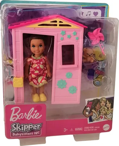 Mattel GRP15 Barbie Skipper Babysitter Inc Puppen Mädchen brünett mit Spielhaus und Zubehör Spielset