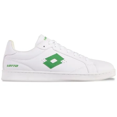 Lotto Sneaker - Retro Tennis Style in Gr. 38, WHITE-GREEN - Stylischer Unisex Sneaker im 80er Jahre Retro Design mit rutschhemmender Gummisohle für sicheren Halt und langanhaltenden Tragekomfort. Ideal für Freizeit- und sportliche Outfits.