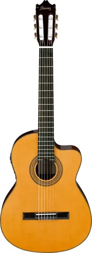 Ibanez GA6CE-AM 4/4 Konzert-Gitarre Amber High Gloss - Konzertgitarre mit Fichtendecke und Mahagonikorpus, ausgestattet mit hochwertigem Piezo-Tonabnehmer für exzellenten Sound und ideal für Bühnenauftritte.