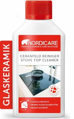 Nordicare Kochfeld Reiniger [250ml] für Glaskeramik Kochfeld oder Induktionsfeld I Herdplattenreiniger für Eingebranntes I Glaskeramik Reiniger, Herdreiniger
