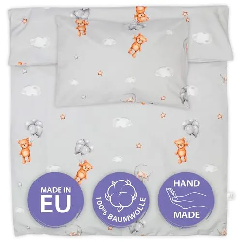 Totsy Baby Bettwäsche Set 90x120 cm aus Baumwolle mit Teddybären - Bettwäsche-Set für Kinder, aus atmungsaktiver Baumwolle für besten Schlafkomfort. Pflegeleicht und strapazierfähig, ideal für kuschelige Nächte!