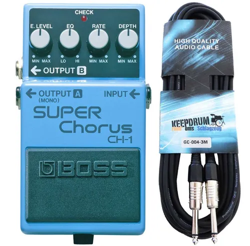 Boss CH-1 Super Chorus E-Gitarre mit Kabel - Gitarren-Effektgerät mit brillantem Klang und integriertem Equalizer. Ideal für Gitarre, Bass und Keyboard. Inklusive 3m Klinken-Kabel für sofortigen Anschluss.