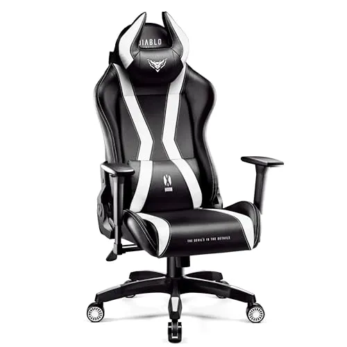 Diablo Gaming Stuhl X-Horn 2.0 - Ergonomischer Gamer Chair mit 3D Armlehnen - Gaming-Stuhl mit ergonomischem Design, Nacken- und Lendenkissen für maximalen Komfort während langer Sessions. Stabiler Metallrahmen und bis 150 kg belastbar, ideal für Gamer und Home-Office.
