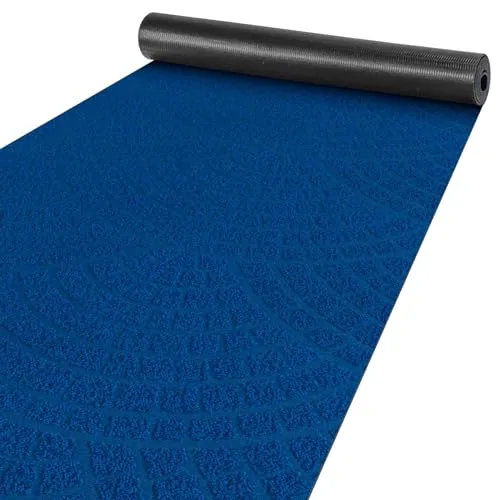 ANRO Teppich Läufer Küchenläufer Küchenteppich Läufer Flur Teppich Velours rutschfest waschbar für Flur, Schlafzimmer, Wohnzimmer, Küche Davis Blau 50 x 120cm