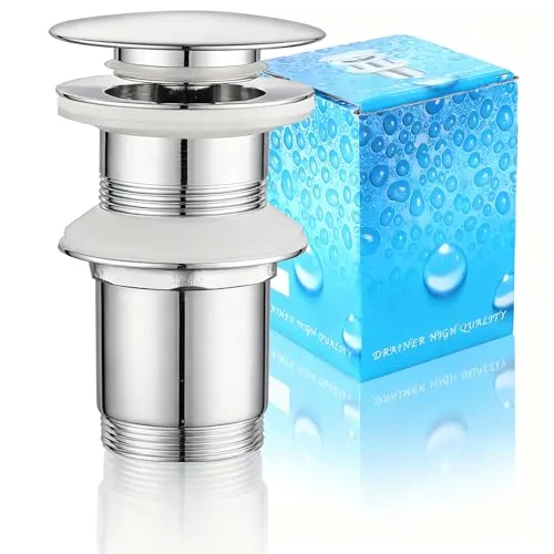 Chrom Pop-Up Ablaufventil, Universal Ablaufventil Waschbecken mit Siebkörbchen, Messing Anti Clogging Sieb Waschbe Pop-Up Click Clack Ventil