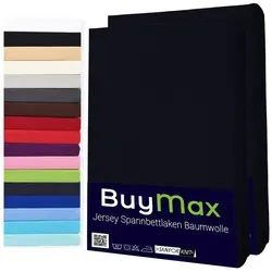 DOPPELPACK Spannbettlaken Jersey 100% Baumwolle in schwarz von Buymax