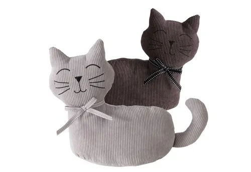 Topanbieter999 Türstopper Tiere (2er Set) - Katzen Design - Türstopper aus Polyester und Sand, im süßen Katzenmotiv dunkelbraun und hellgrau, ideal für ein gemütliches Zuhause.