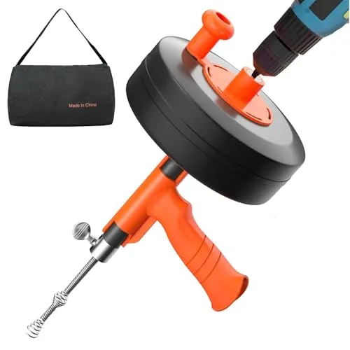 Rohrreinigungsspirale mit Metalltrommel [10m], Bohraufsatz, stabile Rohrspirale