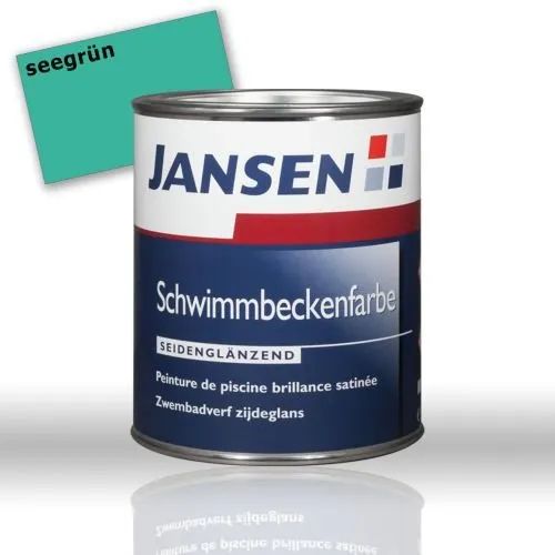 Jansen Schwimmbeckenfarbe seidenglänzend 2,5 Liter 53 - Seegrün - Fassadenfarben, hochwertige Poolfarbe auf Chlorkautschuk-Basis für langlebige Schutz- und Zieranstriche, beständig gegen chloriertes Wasser und leicht zu reinigen.