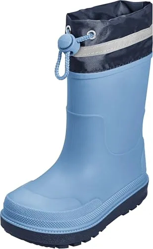 Playshoes Gefütterte Regenstiefel für Kinder, Blau, 28 EU - Wasserdichte und gefütterte Gummistiefel aus leichtem TPE, ideal für kalte, regnerische Tage. Mit Zugband für optimalen Sitz und Reflektor für bessere Sichtbarkeit.