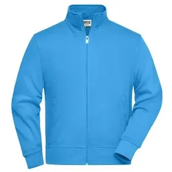 Sweatjacke mit Stehkragen JN836 - aqua-blau, Größe 4XL - Funktionsjacken aus strapazierfähiger Baumwoll-Polyester-Mischung, ideal für den täglichen Einsatz. Pflegeleicht, mit elastischen Rippstrickbündchen und 2 Seitentaschen mit Reißverschluss.