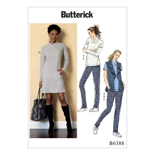 Schnittmuster Pulloverkleid Butterick B6388 Y XS-M (Gr. 30-40) Dt.