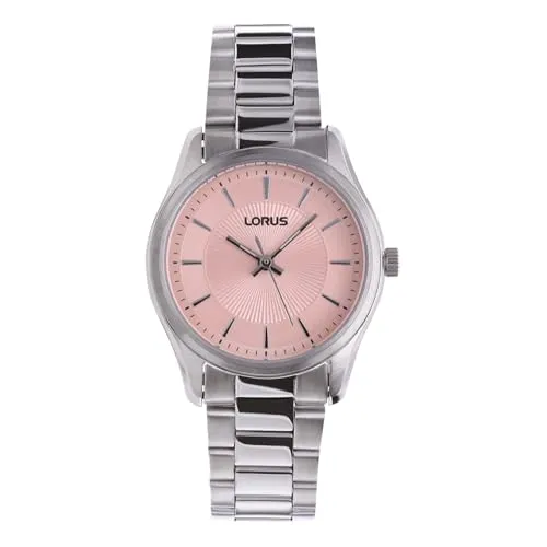 LORUS Quarzuhr Classic RG249XX9 - Elegante Damenuhr mit rosé Zifferblatt und Edelstahlarmband, wasserdicht bis 5 bar, ideal für jeden Anlass.