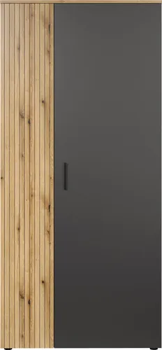 trendteam smart living Esteban Garderobenschrank - Drohnen - Moderner Stauraumschrank mit Rillenoptik, 2 Türen, 1 Ablageboden und 1 Kleiderstange für stilvolle und kompakte Aufbewahrung.