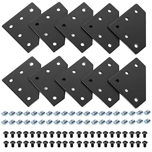 Iverntech 8 Stück L-förmige Eckhalterungs-Verbindungsplatte Aluprofil Verbinder für 8 mm Schlitz 4040 Aluminiumprofil mit 40 Stück M8 Muttern+ 40 Stück M8 Schrauben+1 Stück Schraubenschlüssel…