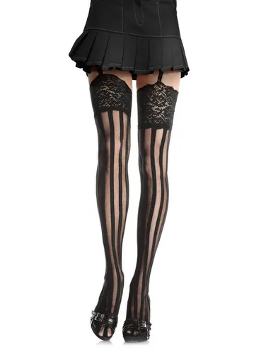 Leg Avenue Overknees Halterlose Strümpfe gestreift Sinnlich verführerisches Accessoire, das Stil und Eleganz vereint