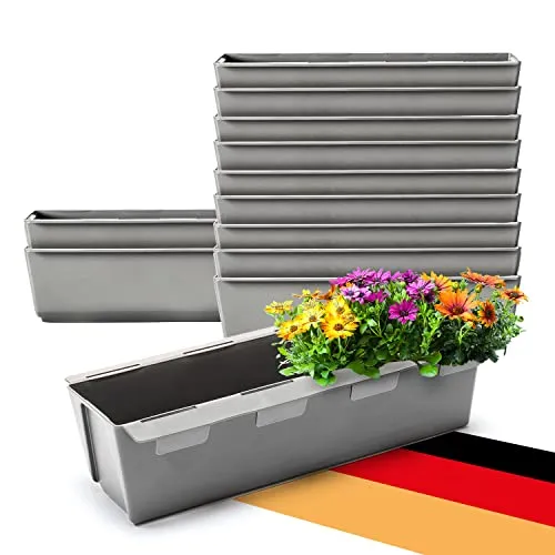 BigDean 12er Set Paletten Blumenkästen - Flexibles Hängesystem - Garten-Zubehör mit 12 Blumenkästen aus recyceltem PP-Kunststoff, ideal für Europaletten und vielseitig einsetzbar für Balkon, Terrasse oder Garten.