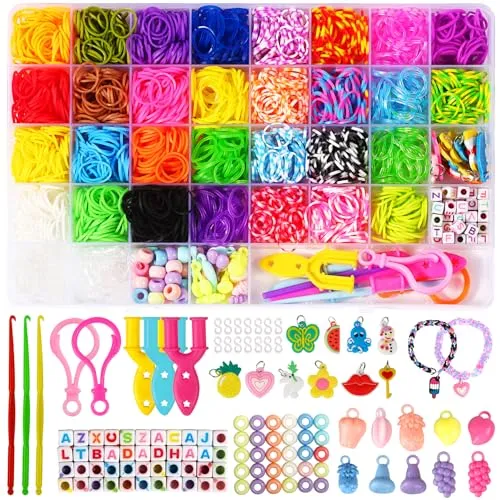 LUZOON 2100+ Loom Bänder Set, 30 Farben Armbänder Selber Machen Gummibänder Kinder Basteln Schmuck Selber Machen Set Schmuckbastelsets für Kinder Mädchen Jungs