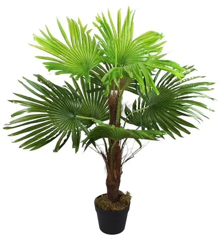 Künstliche Fächerpalme 90 cm – Realistische Kunstpflanze im Topf - Künstliche Pflanzen für lichtarme Bereiche: Diese 90 cm hohe Fächerpalme mit 9 Palmenwedeln sieht täuschend echt aus und benötigt keine Pflege. Perfekt für eine stilvolle Dekoration ohne Aufwand.